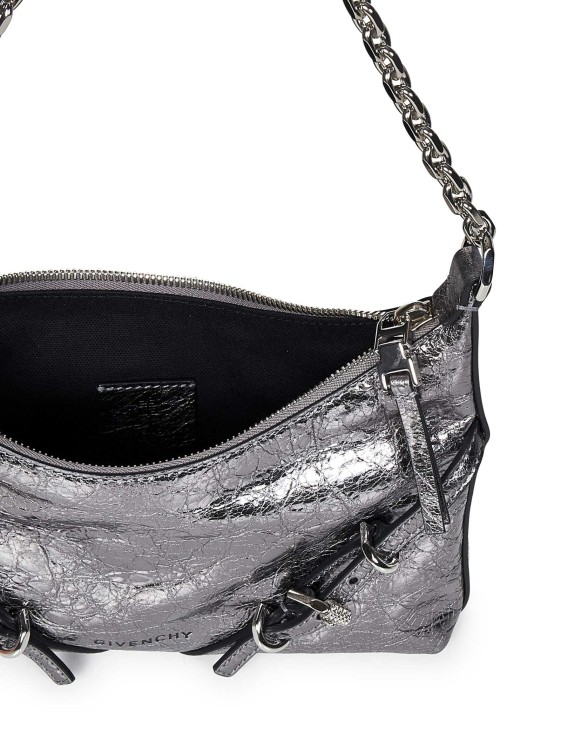 Shop Givenchy Laminated Leather Shoulder Bag In Silver