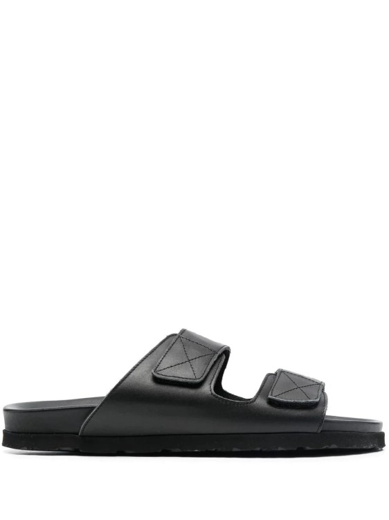 Palm Angels Logo Leather Sandals In Black