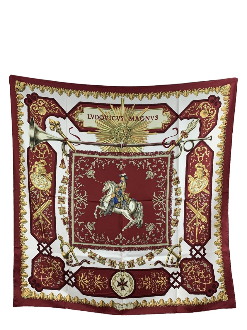 Louis Xiv - Ludovicus Magnus' Silk Scarf by Hermès in Burgundy color for  Luxury Clothing
