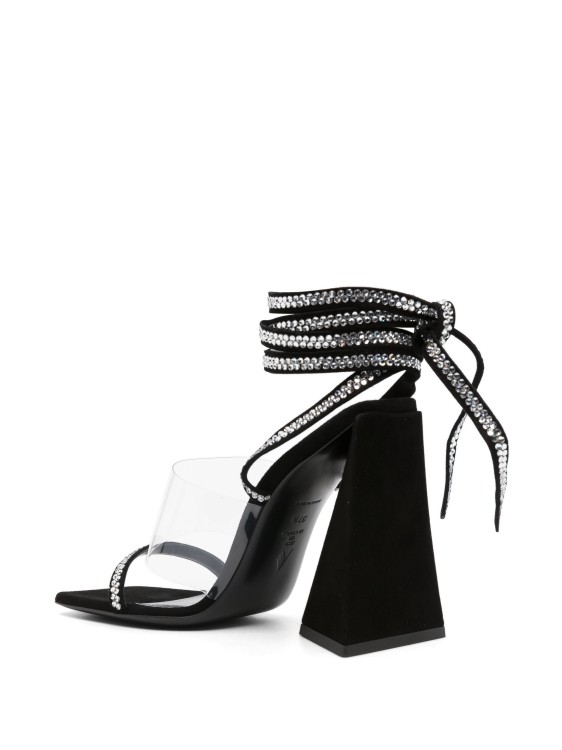 Attico Isa 115mm Embellished Leather Sandals In Black