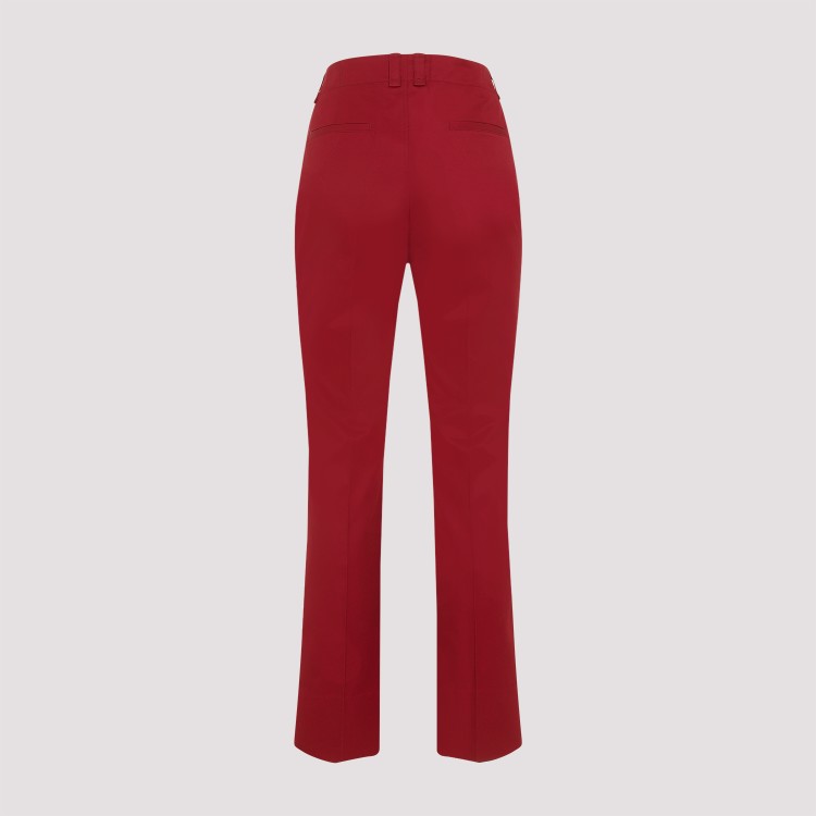 Saint Laurent Cotton-twill Straight-leg Pants In Red