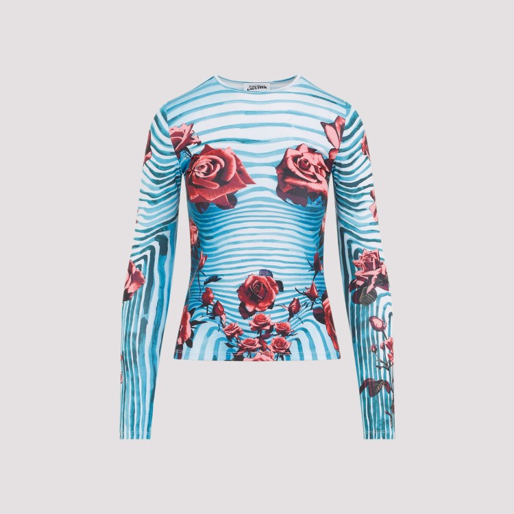 Shop Jean Paul Gaultier Blue And Red Body Morphing Top