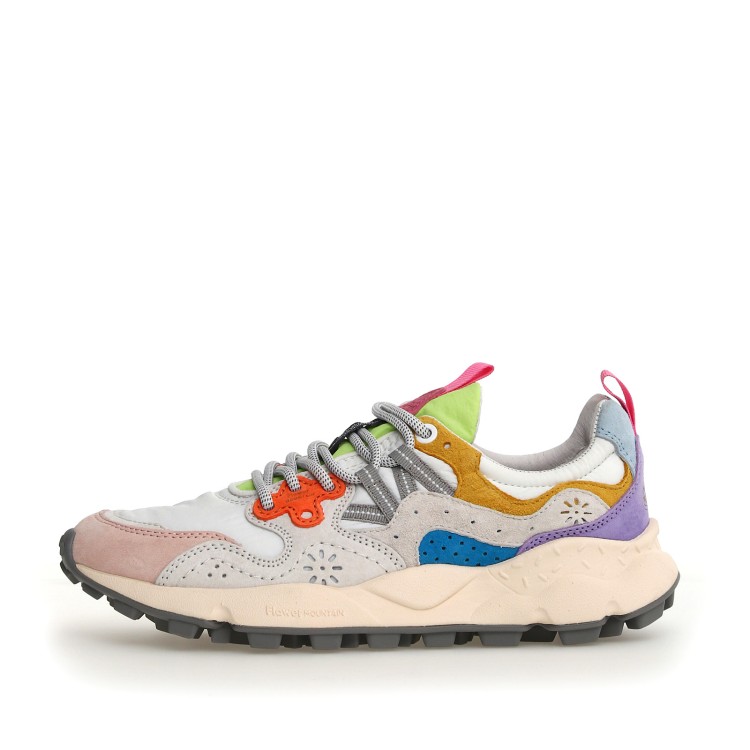 Shop Flower Mountain Yamano White Pink Sneakers In Multicolor