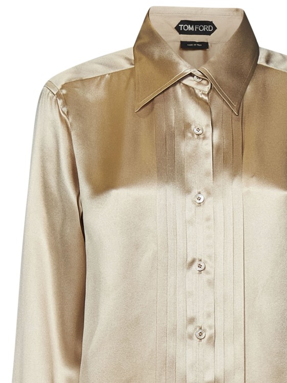 Shop Tom Ford Fluid Raw White Silk Charmeuse Shirt In Neutrals