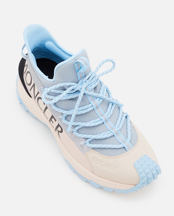 Shop Moncler Light Blue Stretch Ripstop Sneakers In Neutrals
