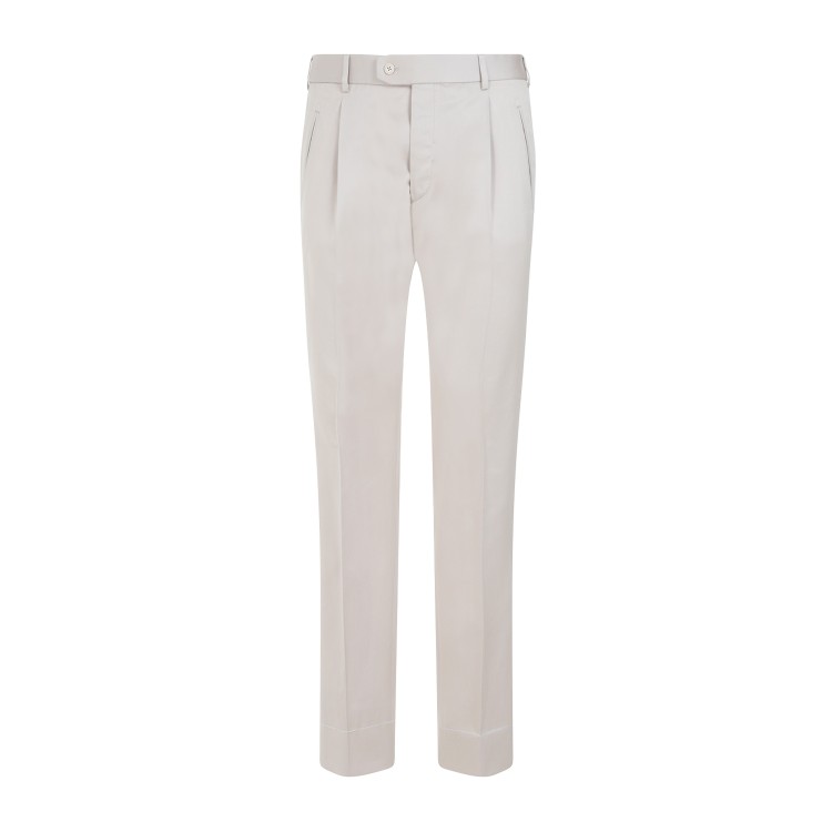 Shop Brioni Beige Cotton Pants In White