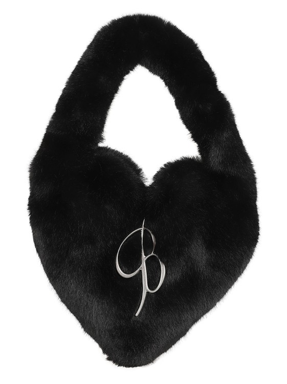 Shop Blumarine Heart-shape Shoulder Bag In Black