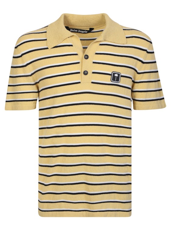 Shop Palm Angels Yellow Cotton Terry Polo Shirt