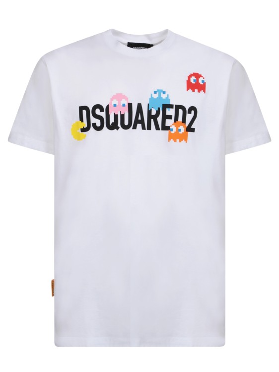 Dsquared2 White Cotton T-shirt With Pacman Graphic Print