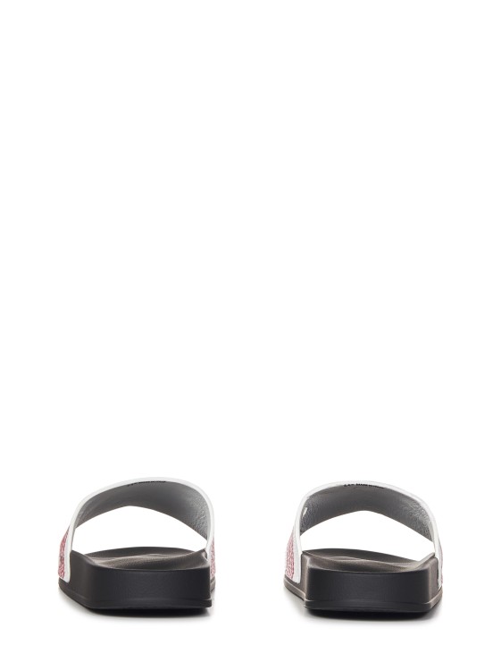 Shop Dsquared2 Slides With White Leather Band Print