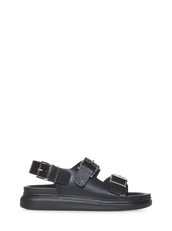 Alexander Mcqueen Double-strap Black Calf Leather Sandals