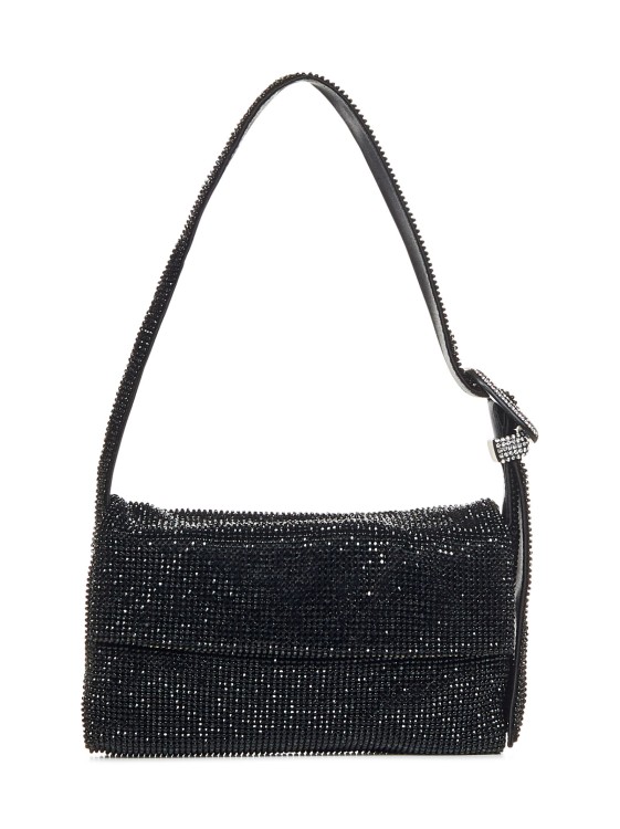 Benedetta Bruzziches Black Shoulder Bag With Silk Satin And Crystal Mesh