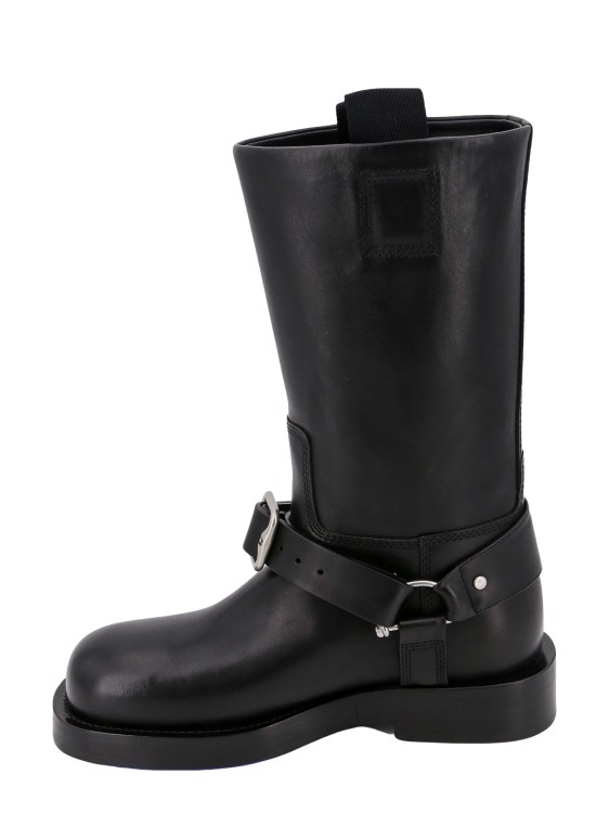 Shop Burberry Straight Leg Leather Boots In Black