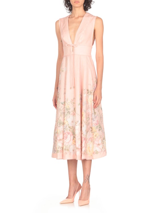 Shop Zimmermann Abito Waverly Plunge Dress In Neutrals