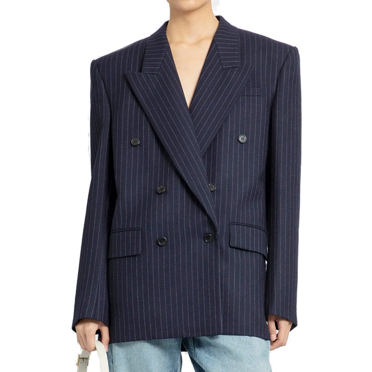Shop Saint Laurent Double-breasted Wool Jacket In Blue