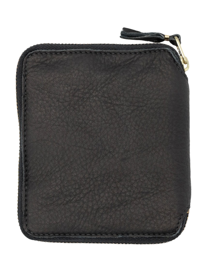 Comme Des Garçons Textured Black Cowhide Zip Wallet In Black