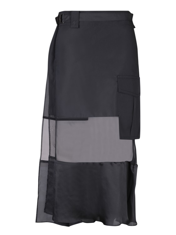 Shop Sacai Black Midi Skirt