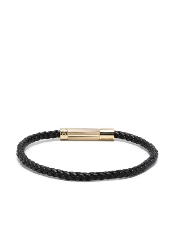 Ferragamo Black Braided Leather Bracelet