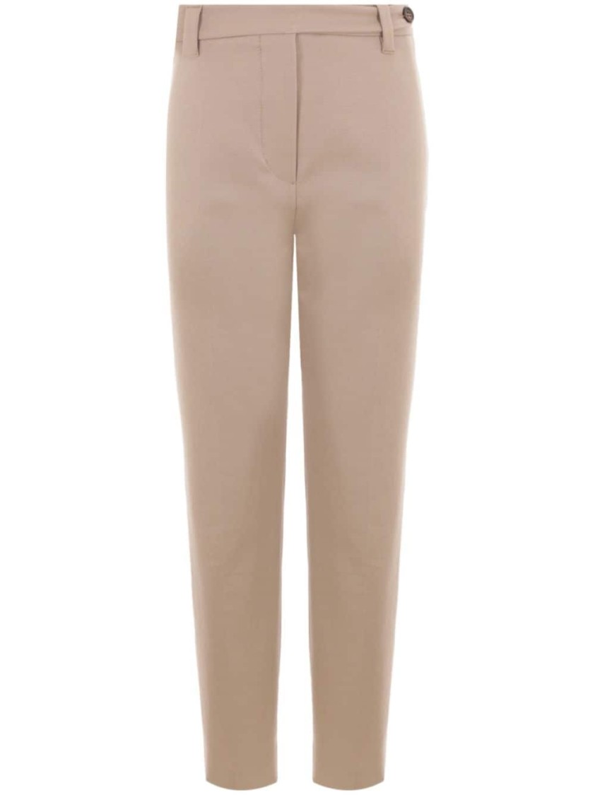 Brunello Cucinelli Mid-rise Cotton Twill Boy-fit Ankle Cigarette Pants In Pink
