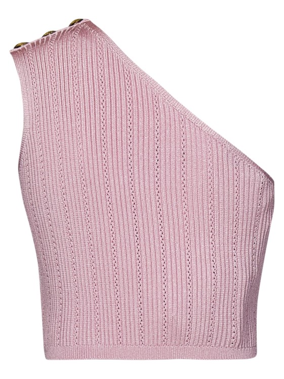 Shop Balmain Pink Knit Crop Top