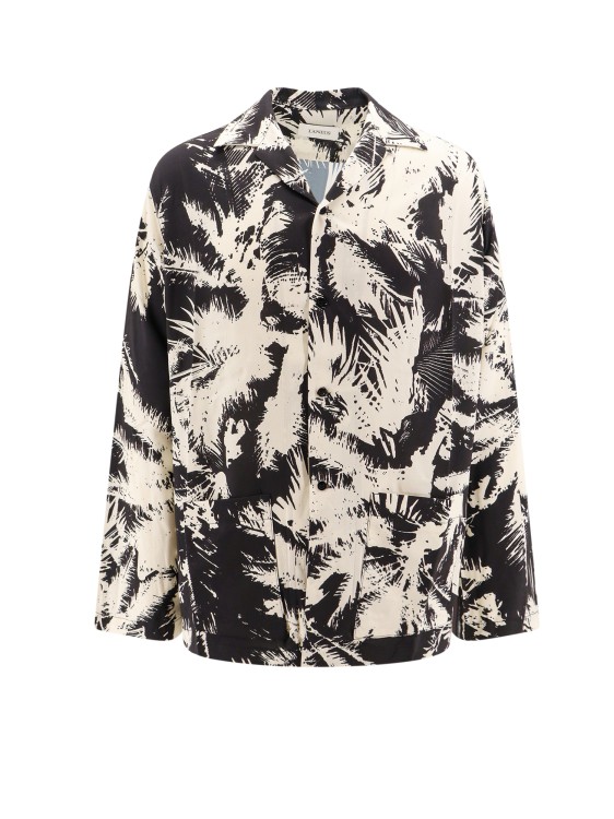 Shop Laneus Viscose Shirt With Floral Print In Grey
