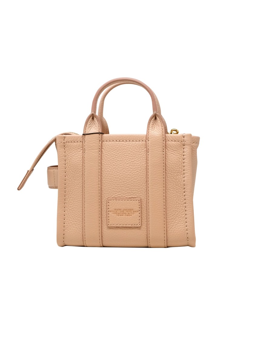 Marc Jacobs Rose Leather The Micro Tote Bag In Neutrals