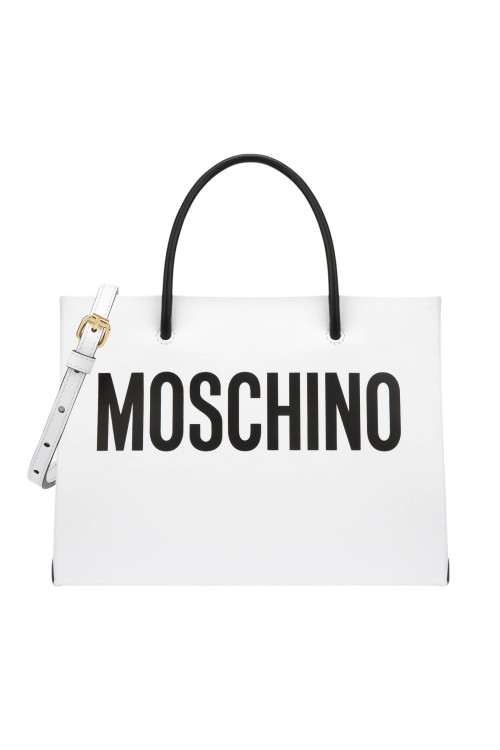 Moschino White Soft Calfskin Small Shopper Bag