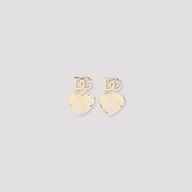 Dolce & Gabbana Heart Pendant Brass Earrings With Pearl Detail In Not Applicable