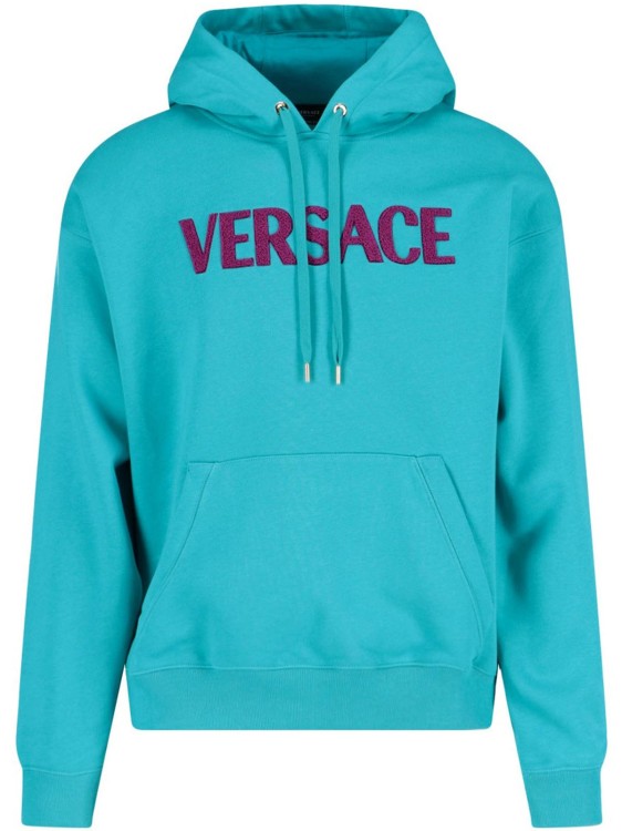 Shop Versace Cotton Logo Sweatshirt In Green