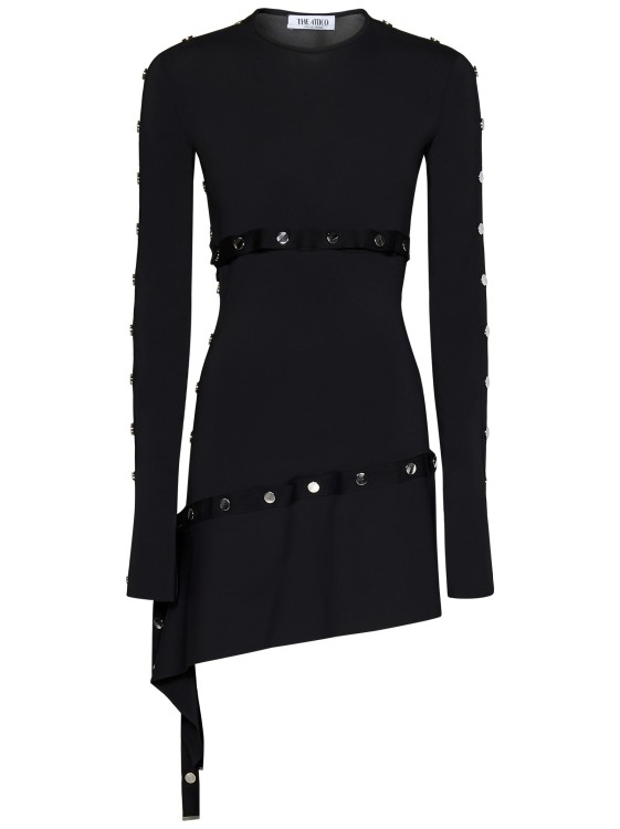 Shop Attico Asymmetric Black Mini Dress
