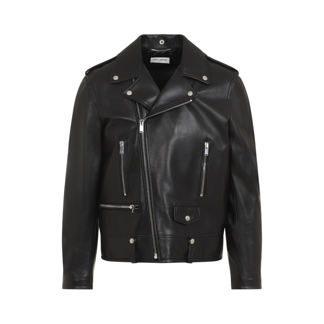 SAINT LAURENT SAINT LAURENT BLACK LAMB LEATHER CLASSIC BIKER JACKET 