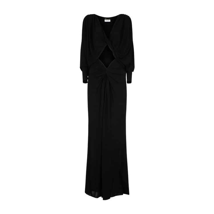 Saint Laurent Long Cut Out Dress In Black
