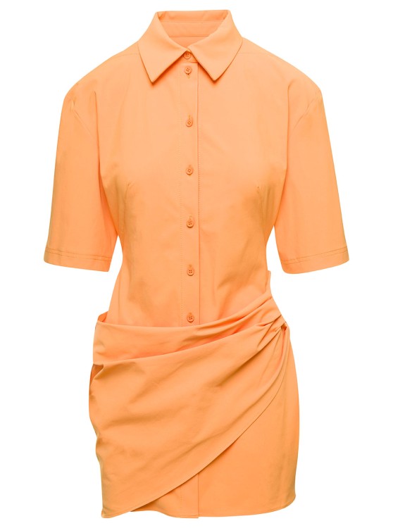 Shop Jacquemus Orange Mini Shirt Dress La Robe Camisa In Cotton Blend