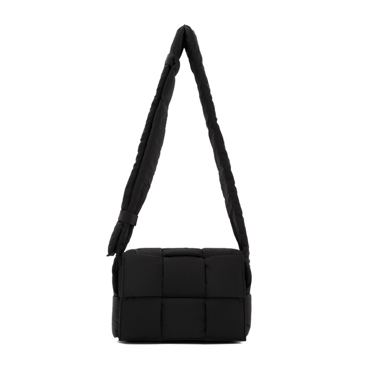 Shop Bottega Veneta Small Tech Cassette Black Silver Polyamide Shoulder Bag