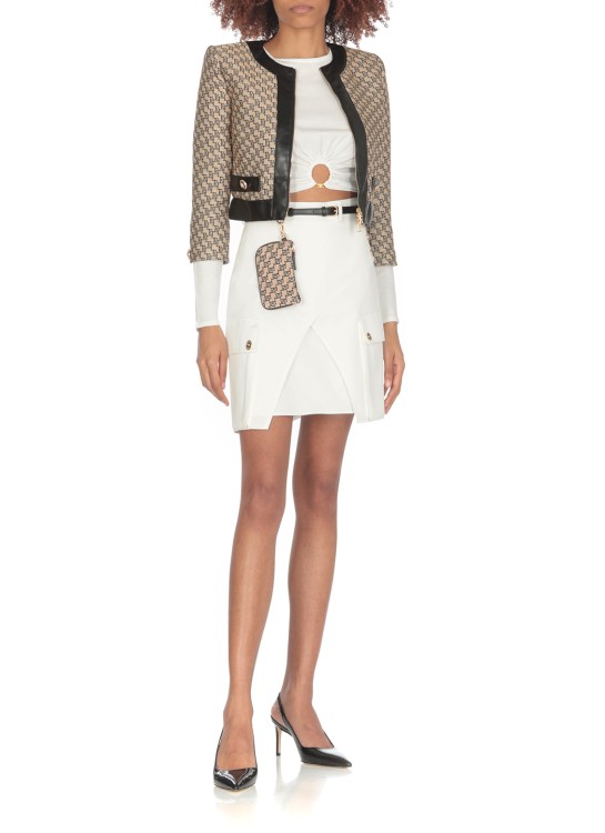 Shop Elisabetta Franchi Cotton Miniskirt In White