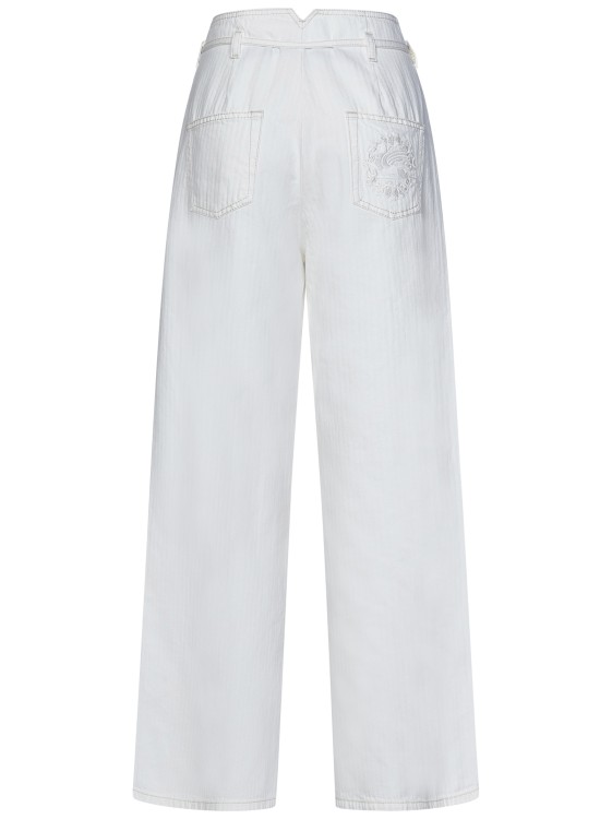 Shop Etro White Chevron-motif Cotton Bull Culotte Jeans