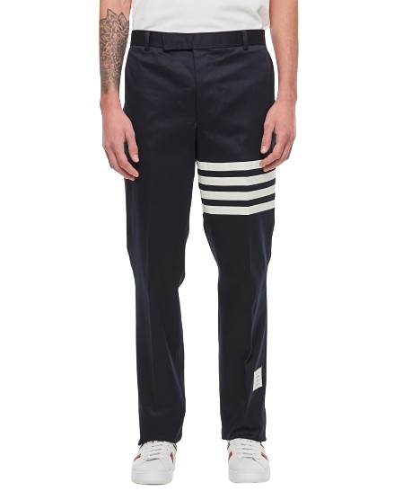 Shop Thom Browne Unconstructured Chino Trouser With 4 Bar In Cotton Twill In Black