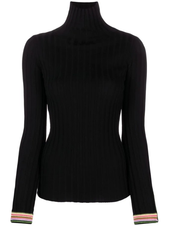 Shop Etro Black Striped Edge Sweater
