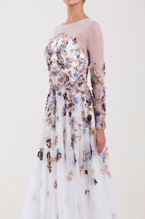Shop Saiid Kobeisy Off-white Tulle Dress