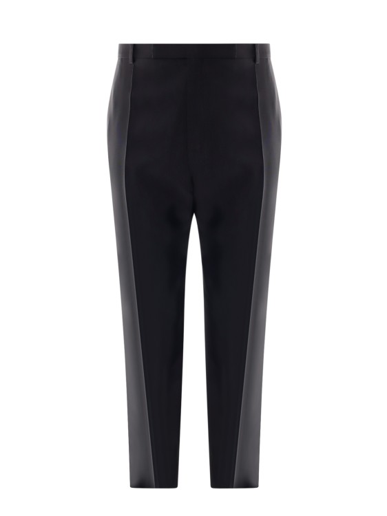 Shop Saint Laurent Wool Blend Trouser With Frontal Fold In Black