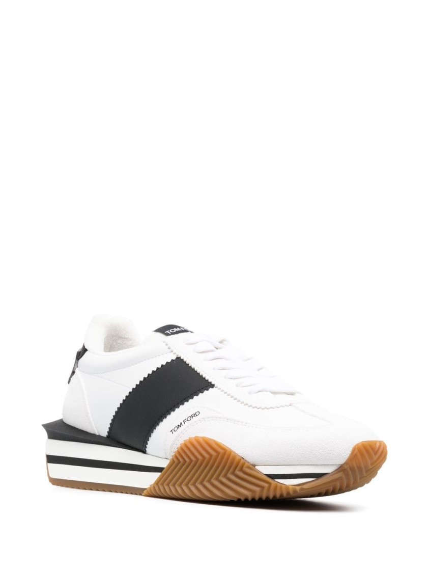 Tom Ford Logo-patch Lace-up Sneakers In White
