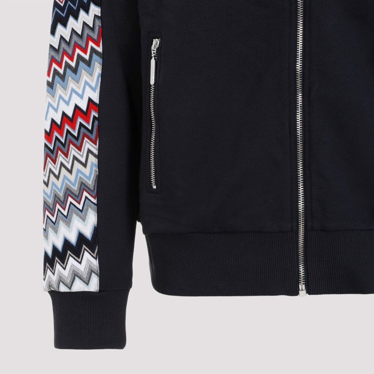Shop Missoni Cotton Navy Zipped Sweatshirt In Black