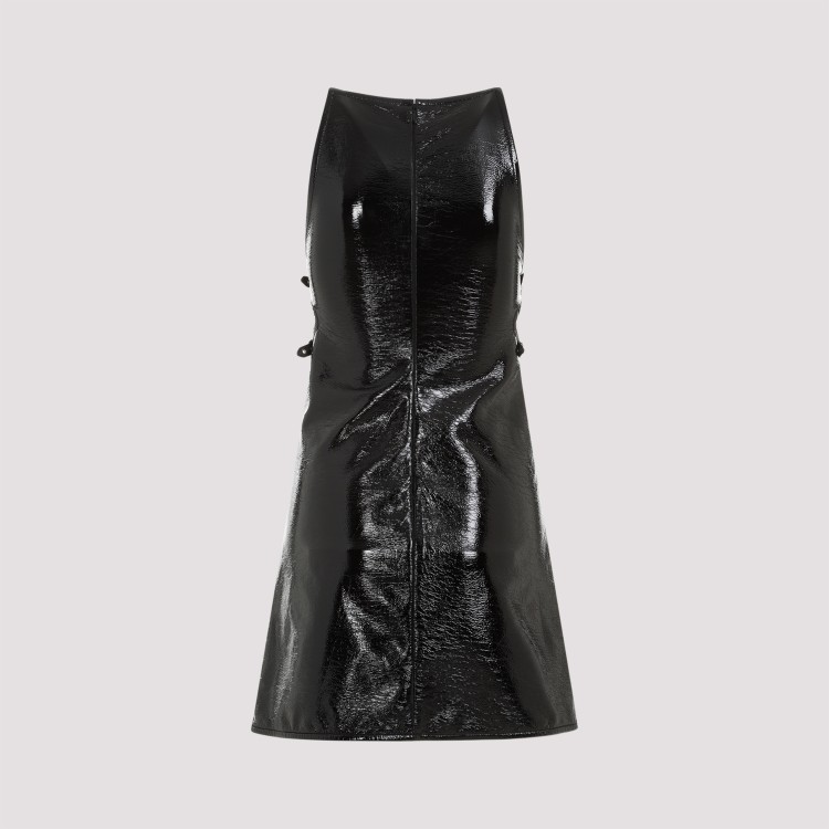 Shop Courrèges Slash Buckle Vinyl Black Cotton Dress