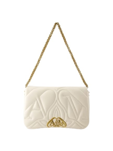 Alexander Mcqueen Seal Padded Leather Crossbody Bag In White