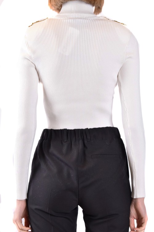 Elisabetta Franchi Cropped Knitwear With Shoulder Embellishments In White