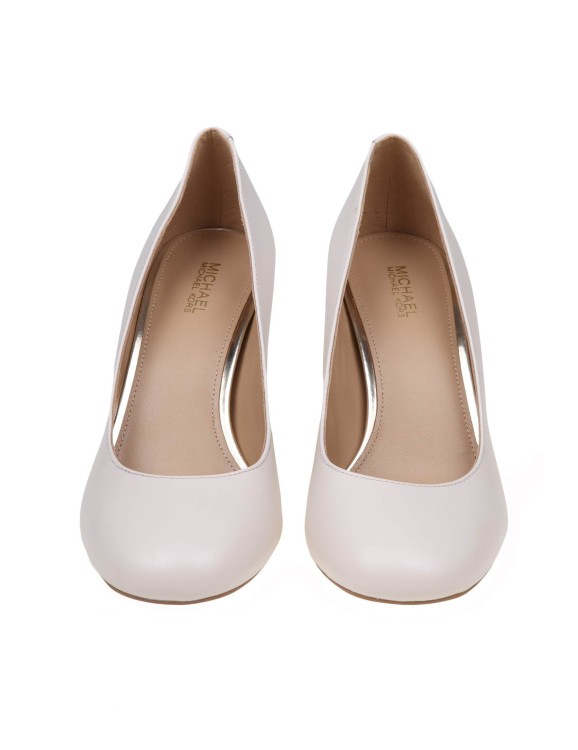 Shop Michael Kors Porter Pump In Cream Color Leather In White