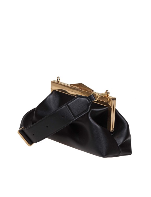 Jimmy Choo Aqk Frame Clutch Bag In Soft Black Leather In Black