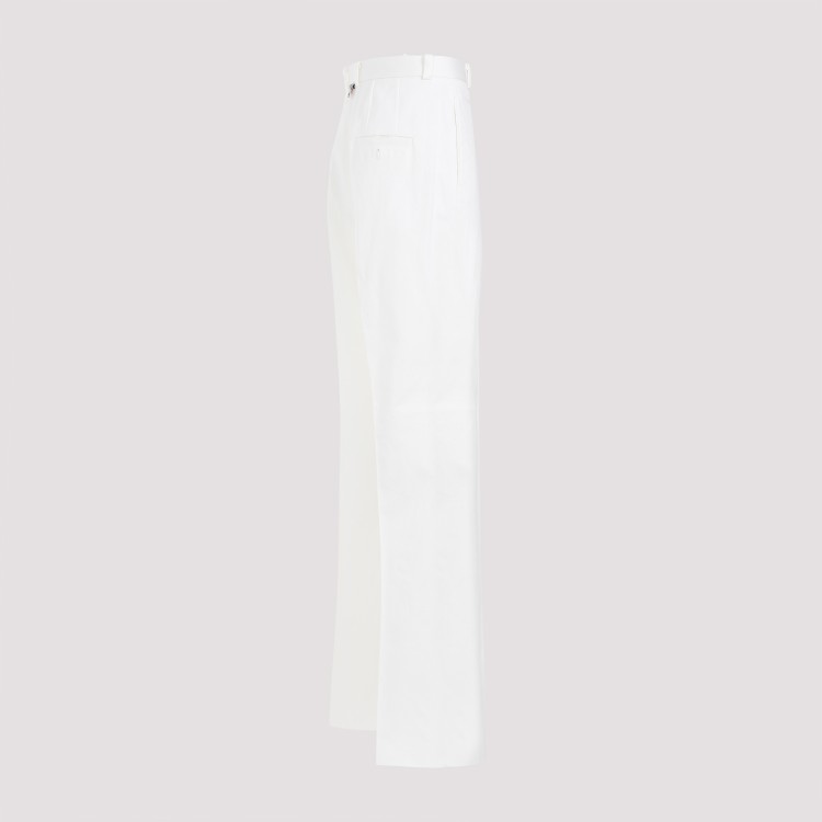 Shop Thom Browne Straight Leg White Cotton Chino Pants