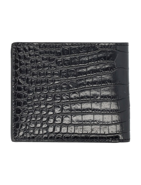 Shop Tom Ford Glossy Printed Croc Classic Bifold Wallet In Grey