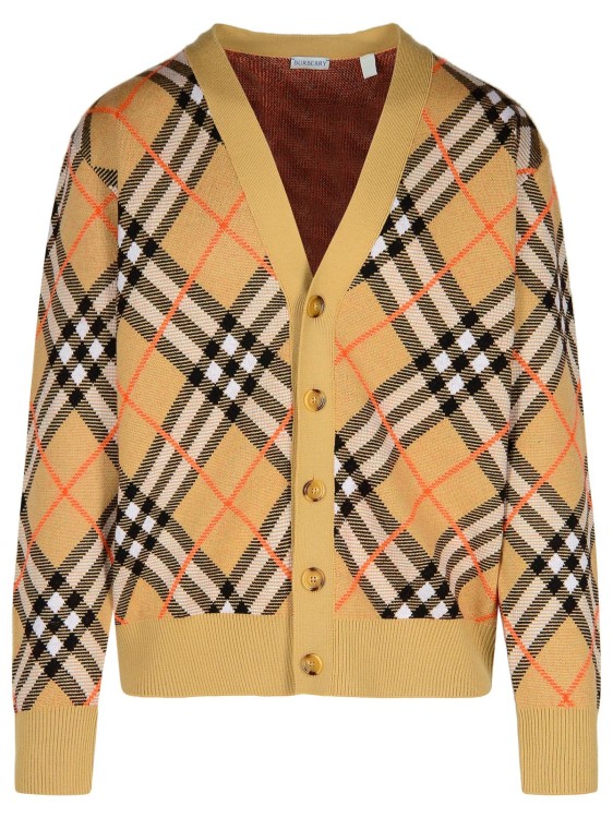 Burberry Embroidered Stretch Wool Blend Cardigan In Brown